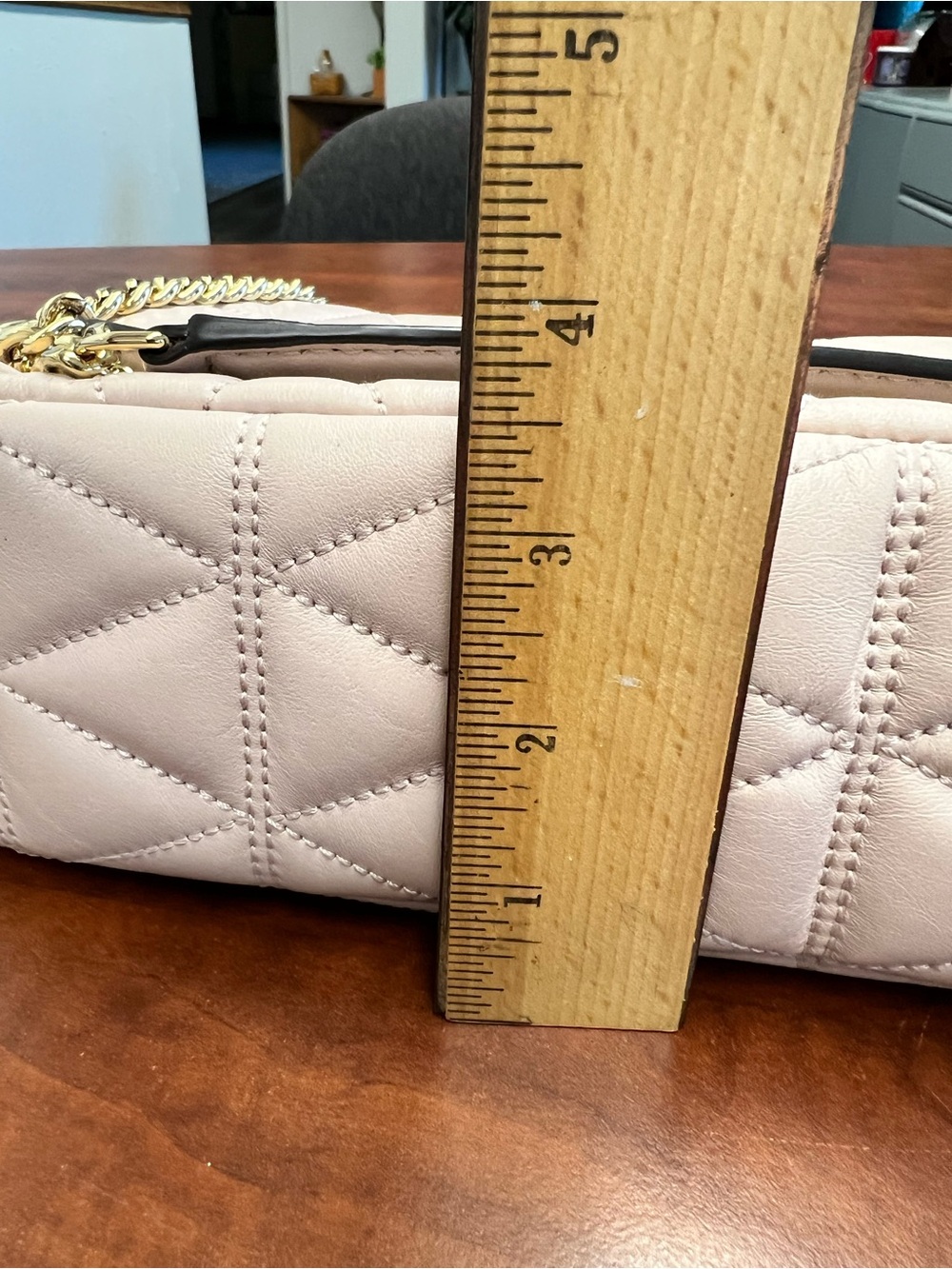 Michael Kors Quilted Sloan  Crossbody Bag in Pale Pink with Gold Hardware - Picture 13 of 13